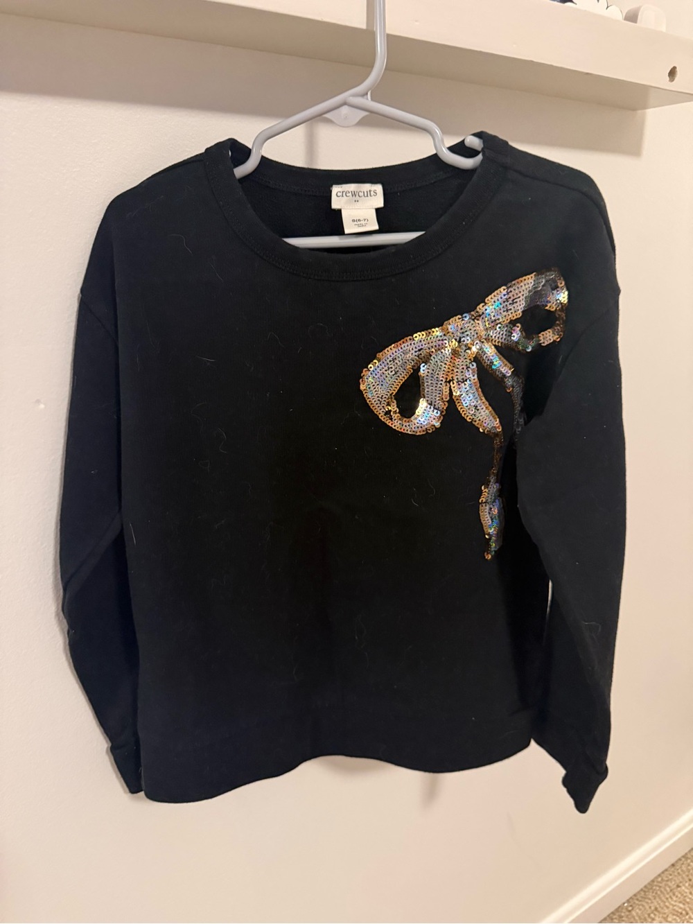 crewcuts Black Girls' Sequin Bow Sweatshirt